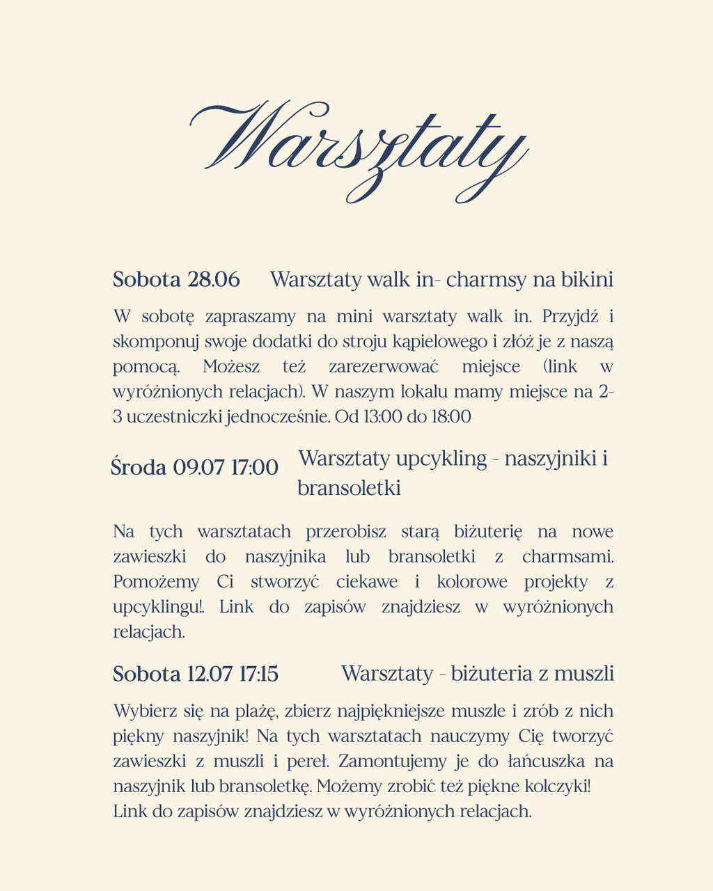 Warsztaty - Biżuteria z muszli 12.07.2025 GDAŃSK