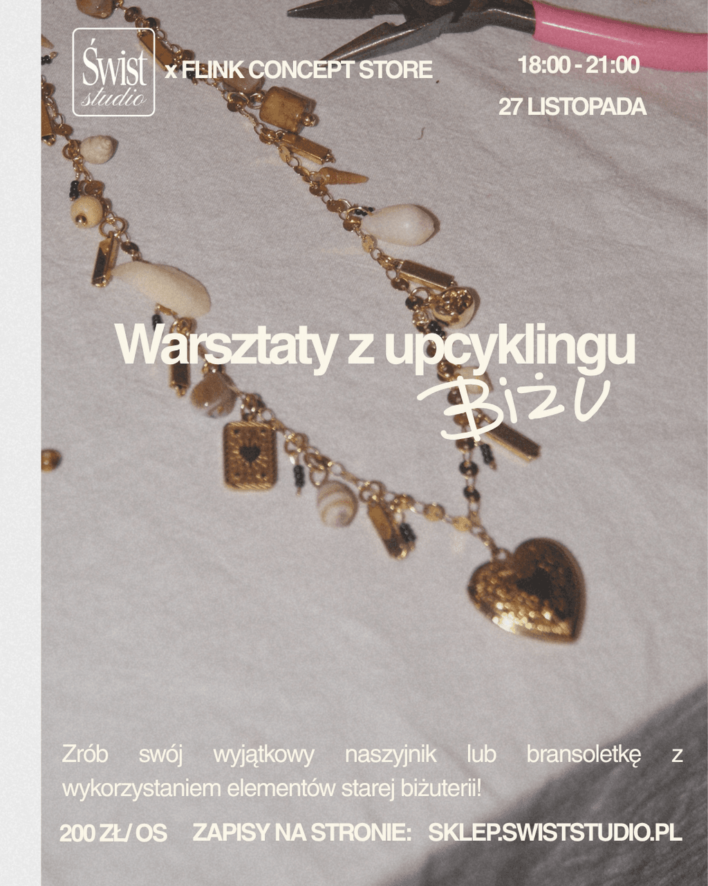 Warsztaty Upcykling biżuterii - naszyjnik z charmsami Flink concept