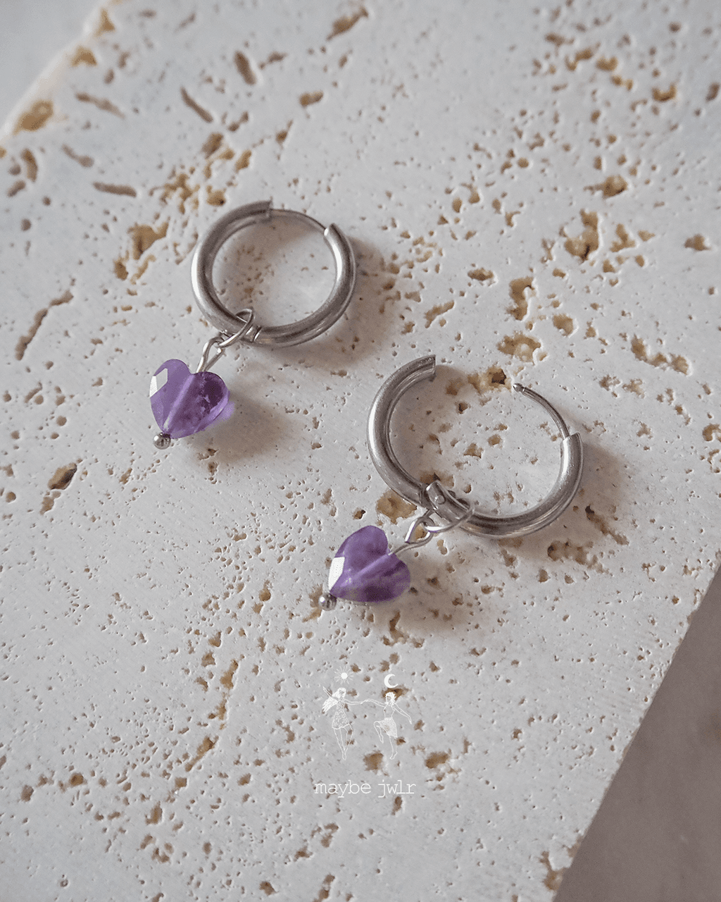 Kolczyki 2w1 srebrne ametyst