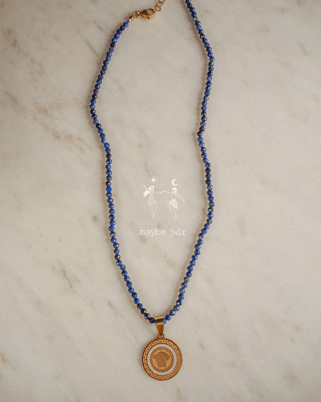 Naszyjnik z lapis lazuli z meduzą 2w1