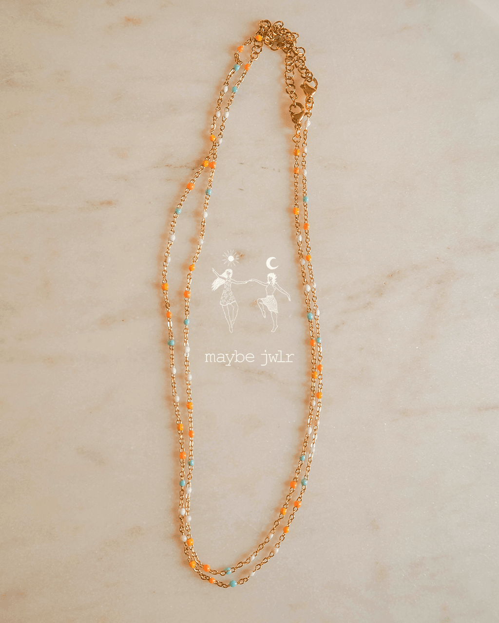 Łańcuszek choker z kuleczkami kolorowymi