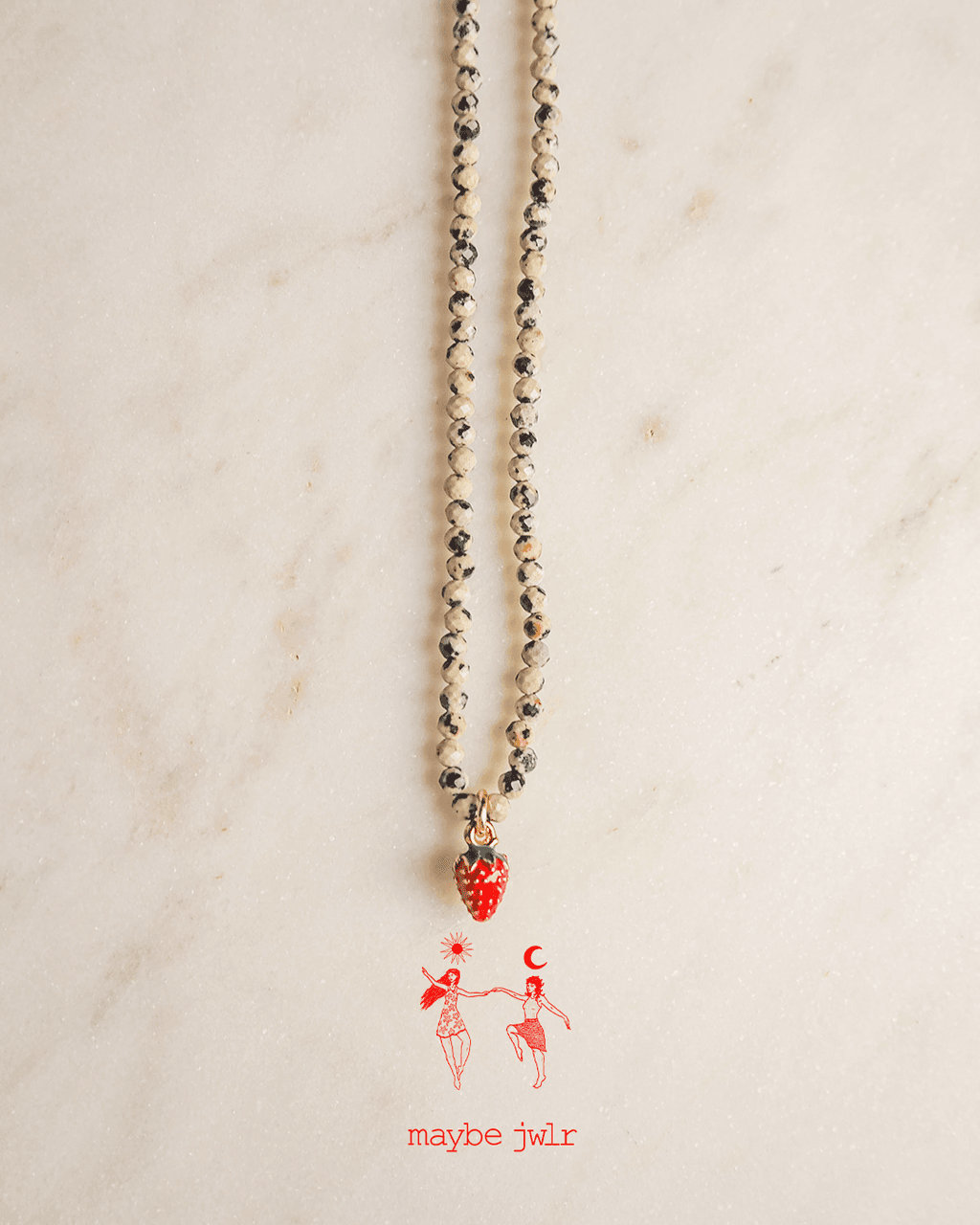 Naszyjnik z jaspisu dalmatyńskiego z poziomką