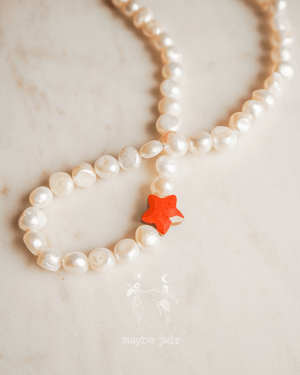 Naszyjnik z pereł naturalnych z gwiazdką z jaspisu