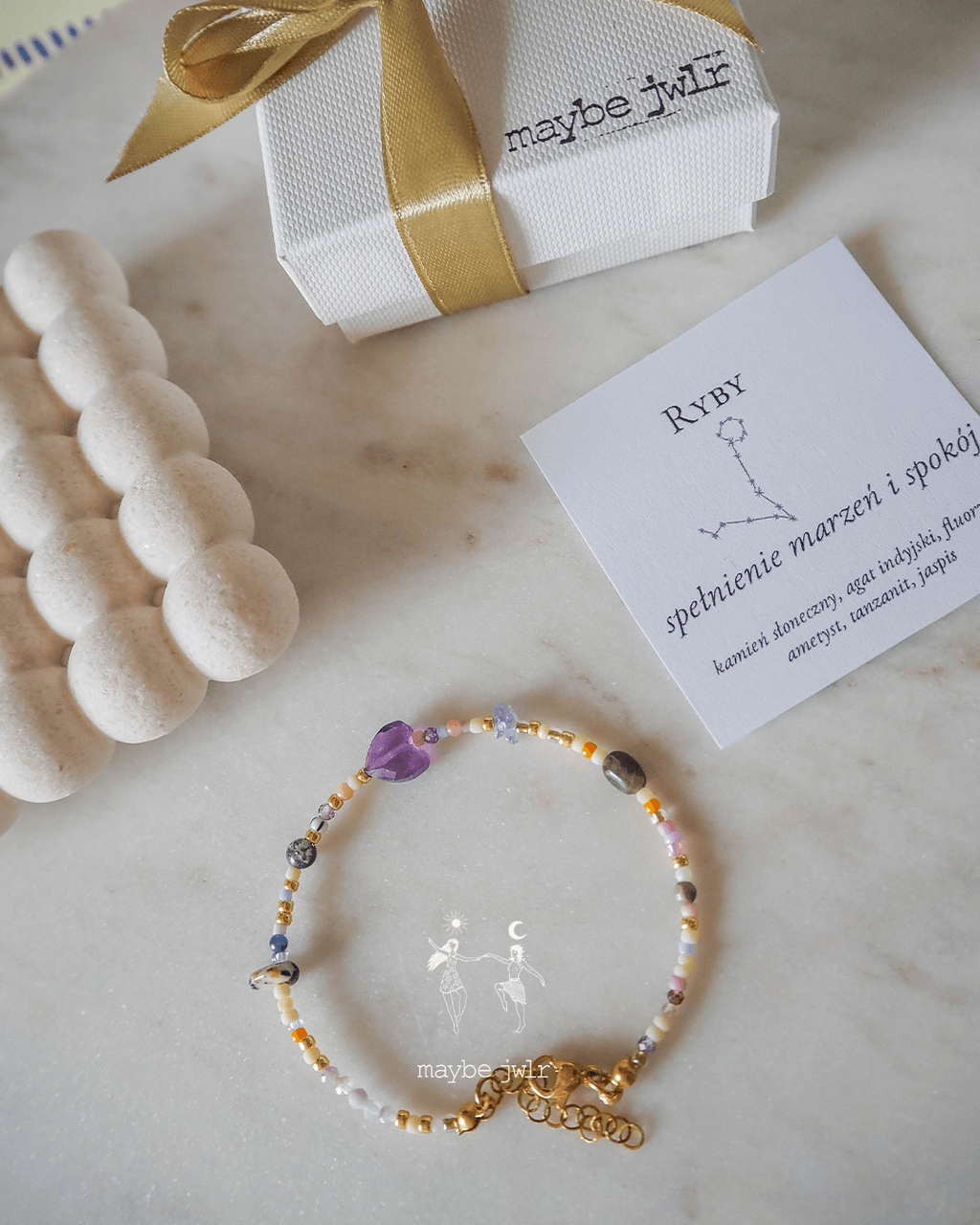 Bransoletka Zodiakalna z Naturalnych Kamieni Ryby