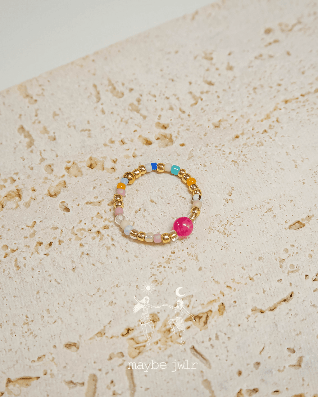 Pierścionek elastyczny Mix&Match jadeit 58 mm