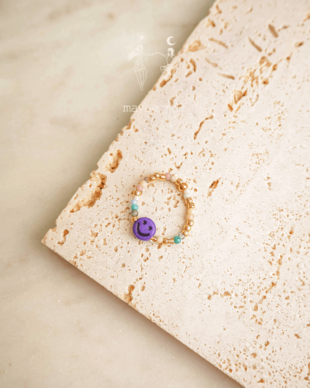 Pierścionek elastyczny Mix&Match fioletowy uśmiech