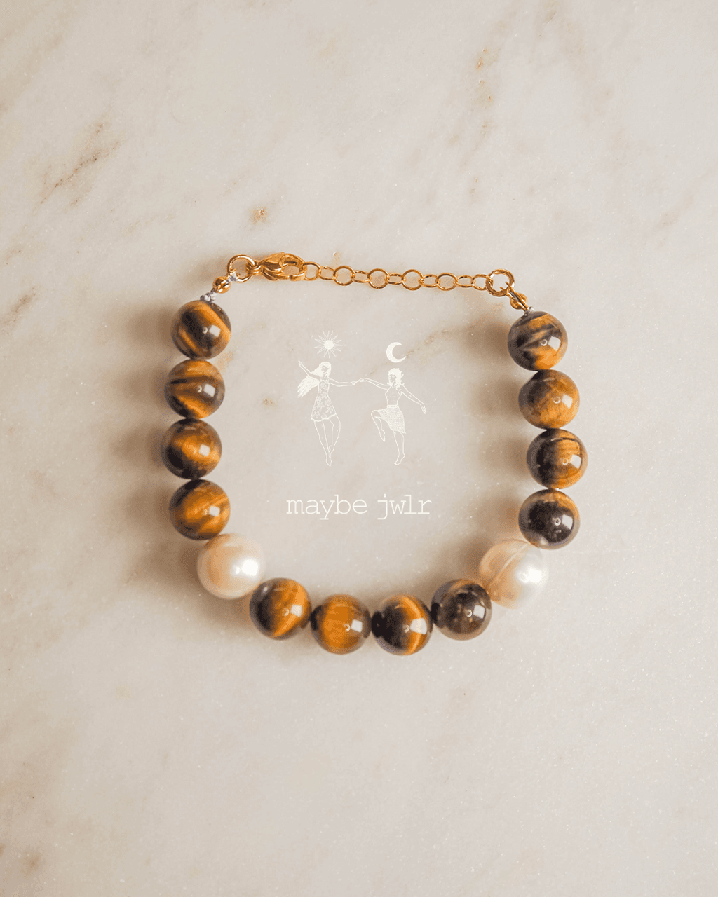 Bransoletka z Tygrysiego Oka oraz pereł barokowych