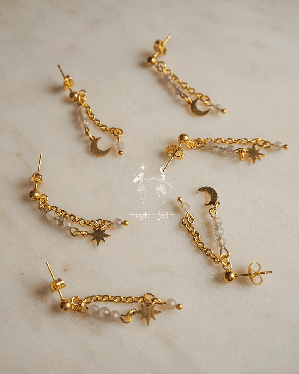 Kolczyki pozłacane Star & Moon