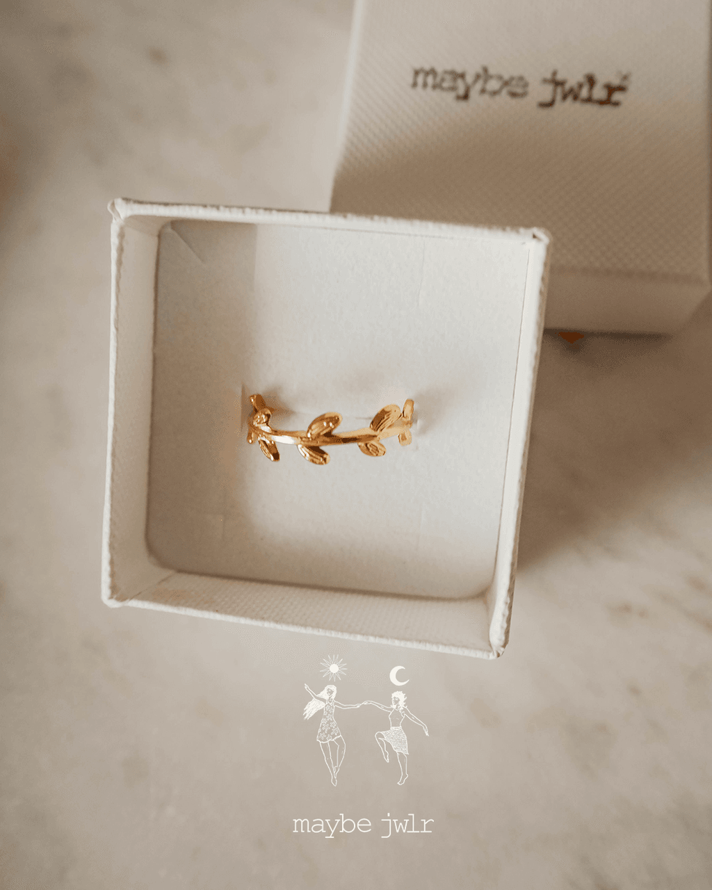 Pierścionek regulowany listki