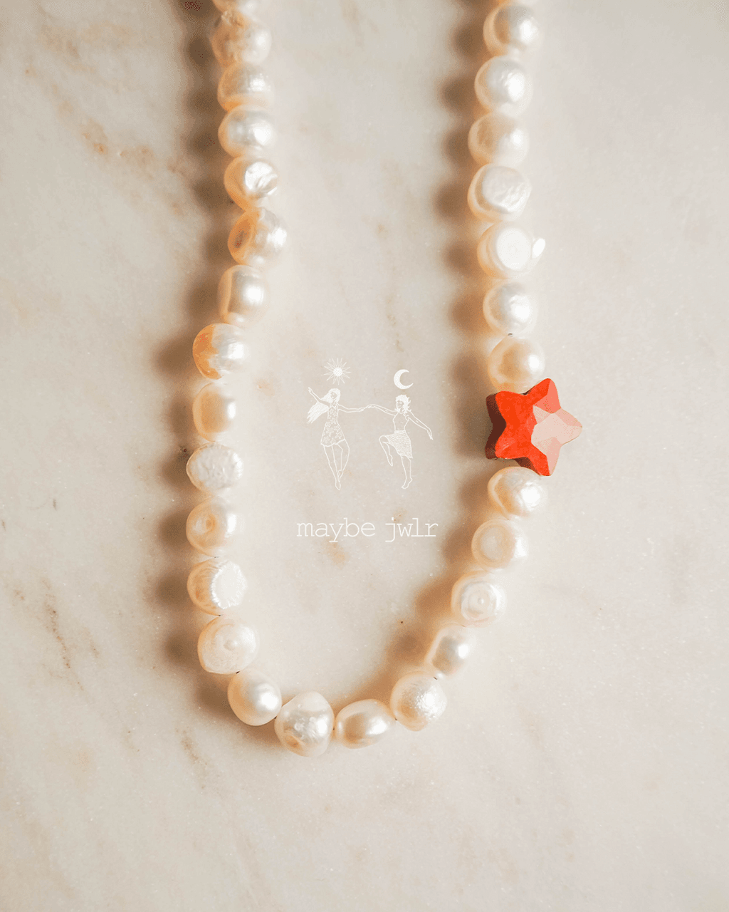 Naszyjnik z pereł naturalnych z gwiazdką z jaspisu
