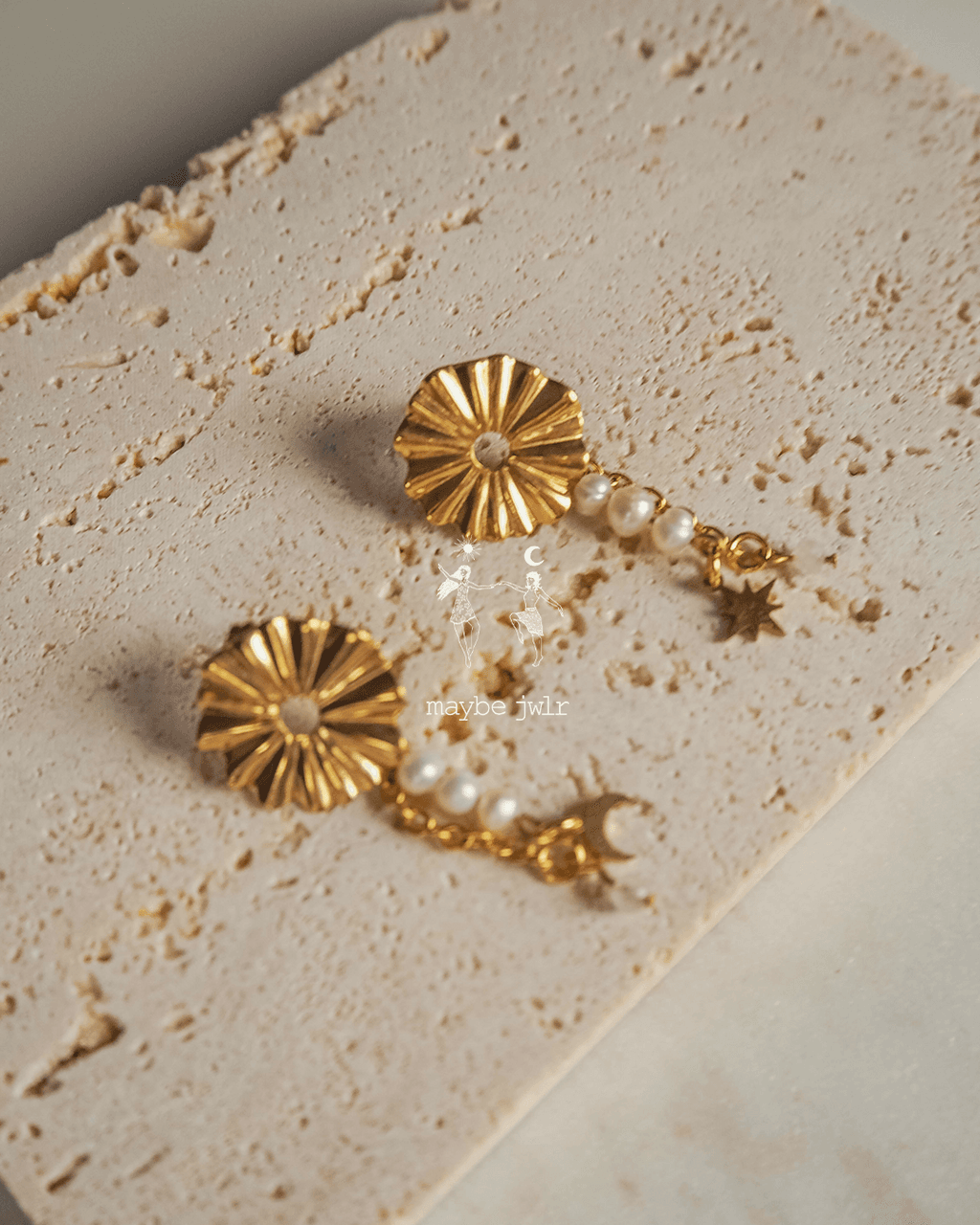 Kolczyki pozłacana tafla z perłą