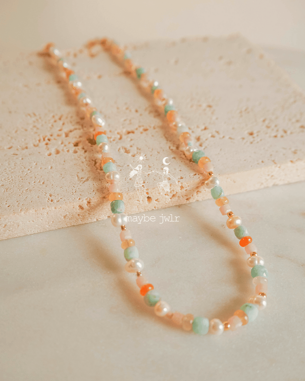 Naszyjnik pastelowy z kamieni naturalnych