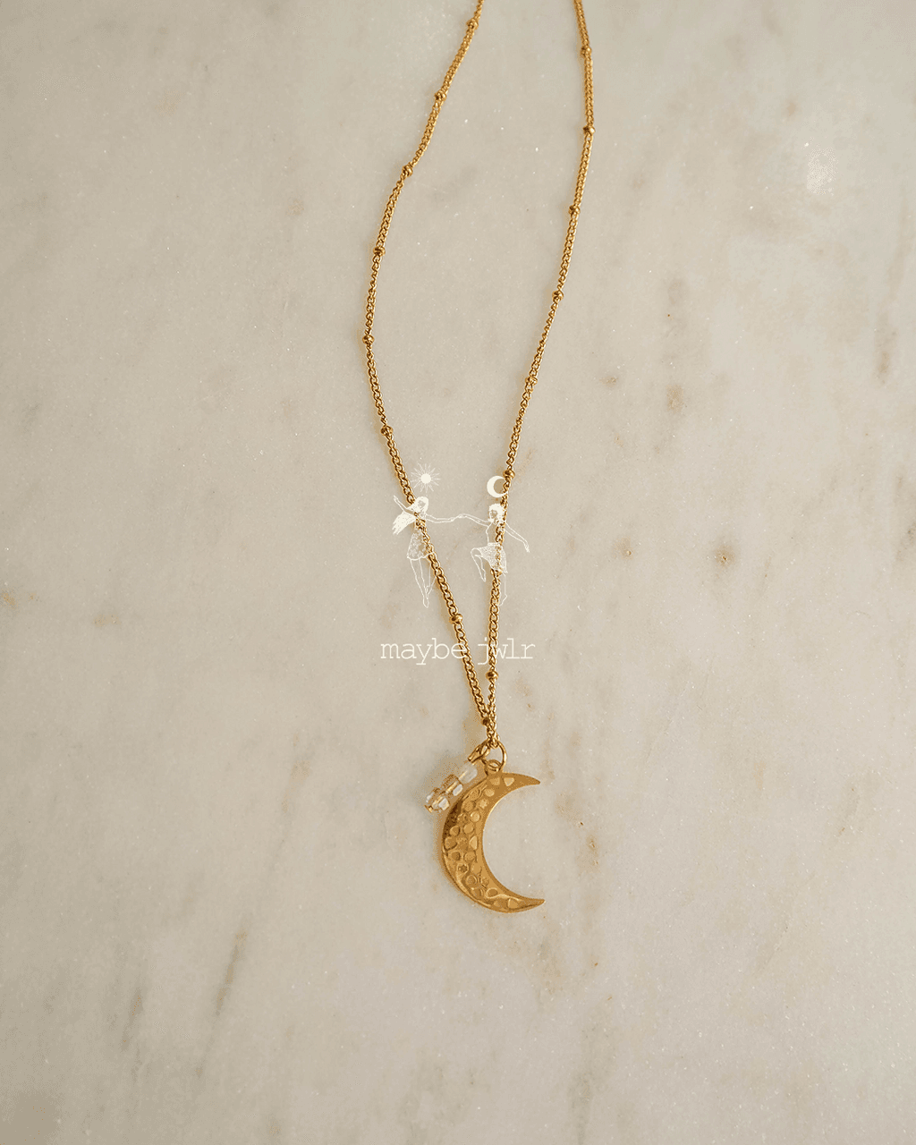 Złoty łańcuszek kuleczkowy z ażurowym księżycem Intuicja