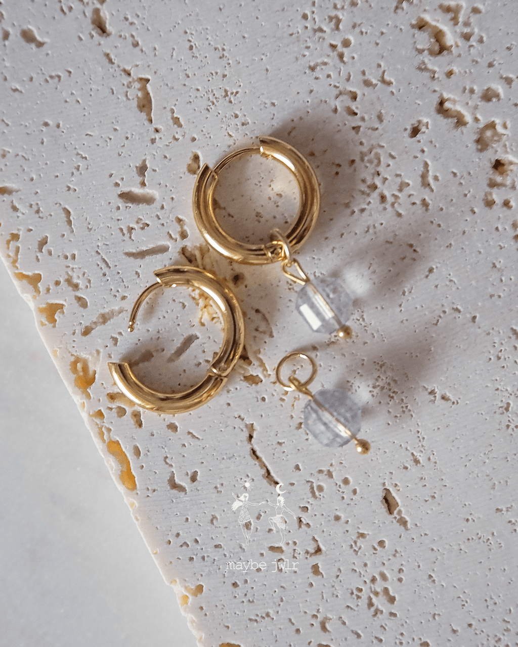 Kolczyki 2w1 z zawieszką z kamienia naturalnego topaz 