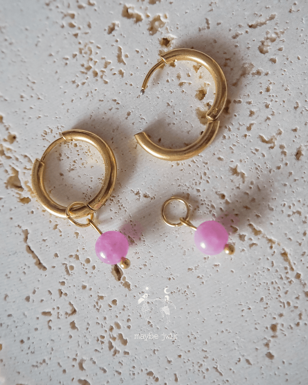 Kolczyki 2w1 z zawieszką z kamienia naturalnego jadeit