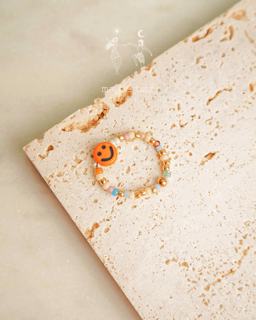 Pierścionek elastyczny Mix&Match pomarańczowy uśmiech