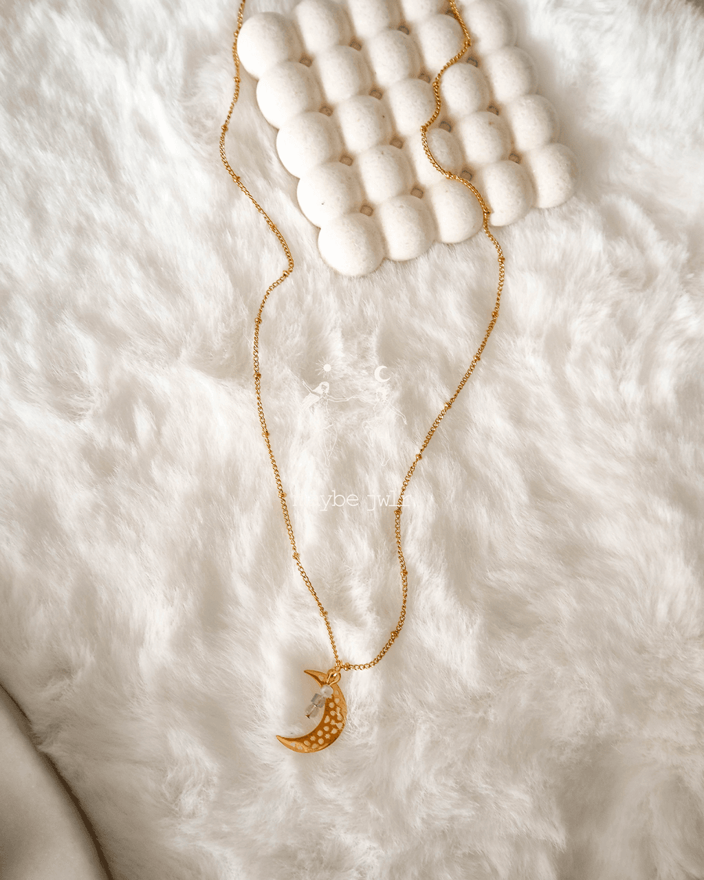 Złoty łańcuszek kuleczkowy z ażurowym księżycem Intuicja