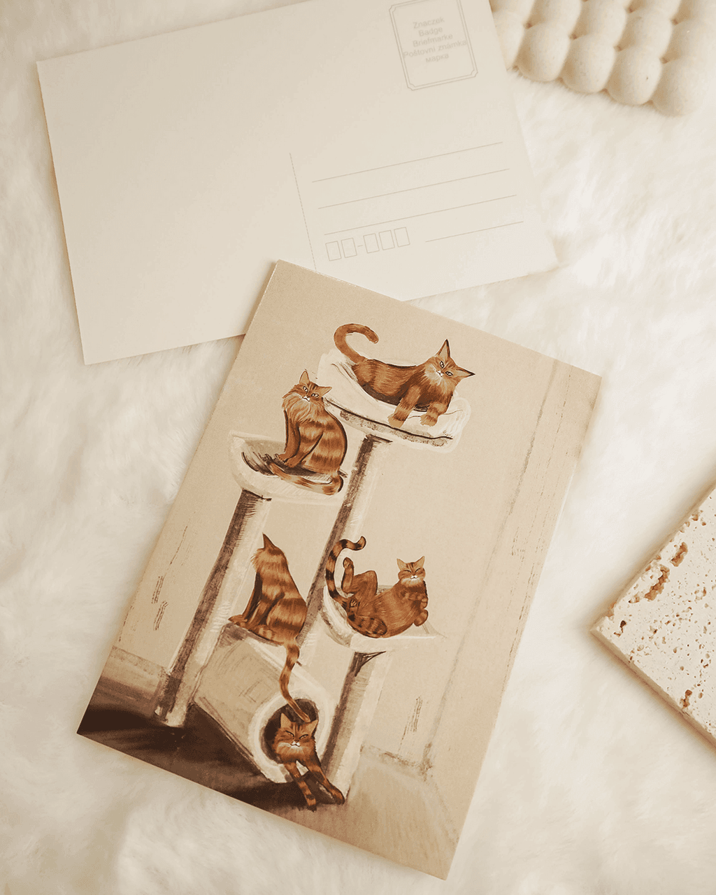 Pocztówka Ilustracja Koty
