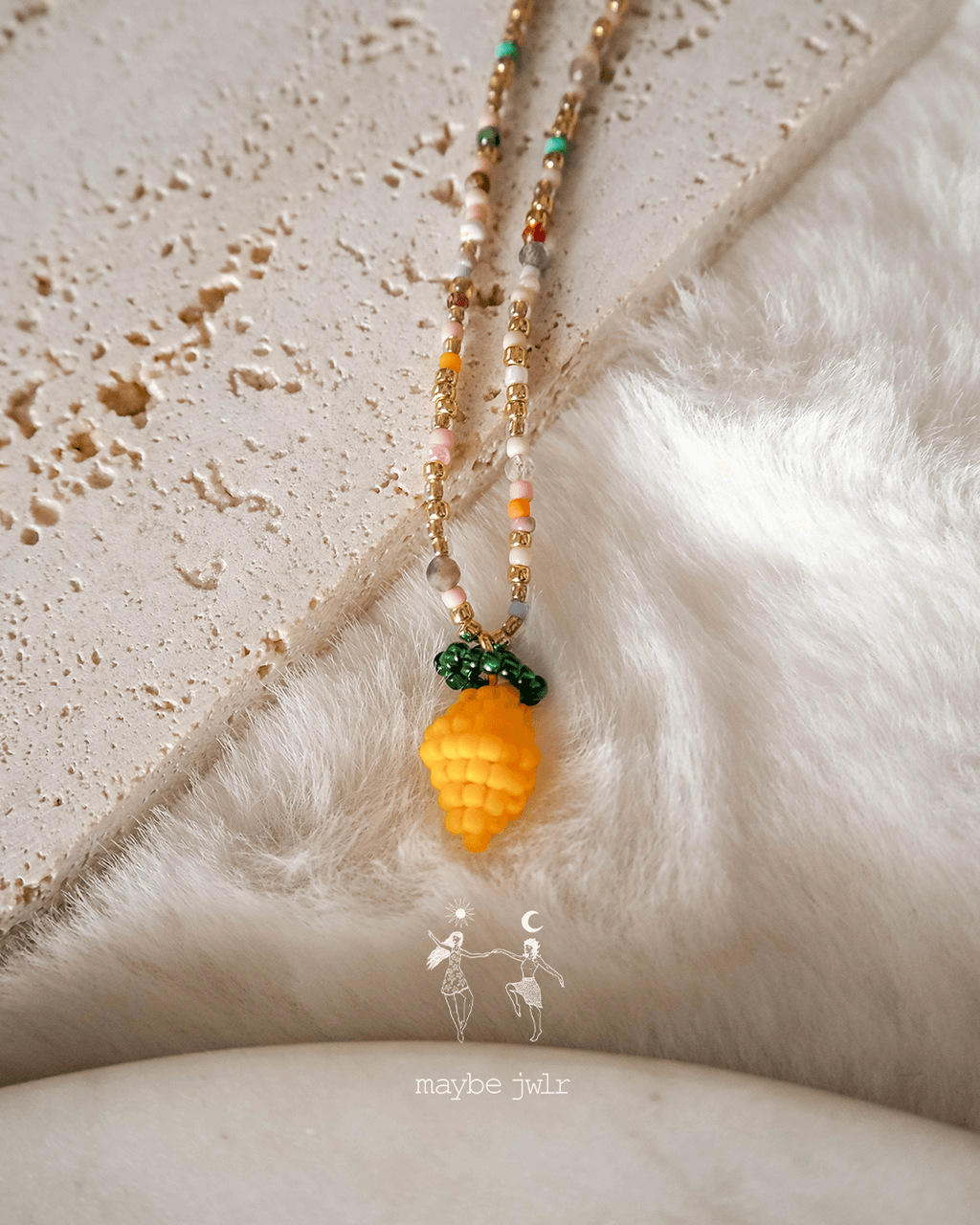 Mix&Match elegancki łańcuszek z koralików z cytrynką