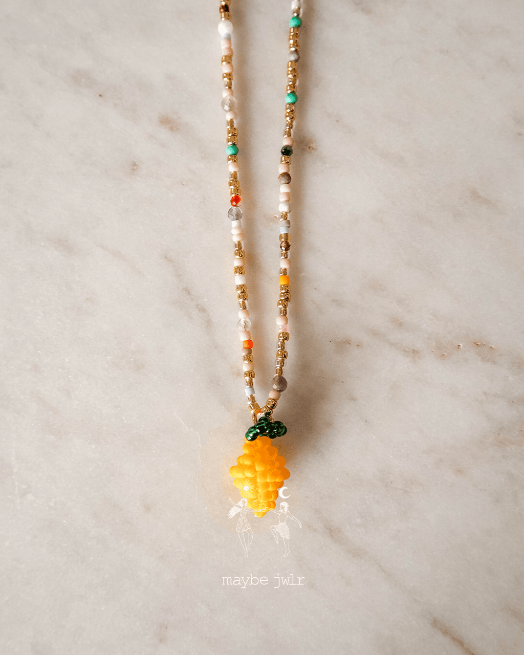 Mix&Match elegancki łańcuszek z koralików z cytrynką