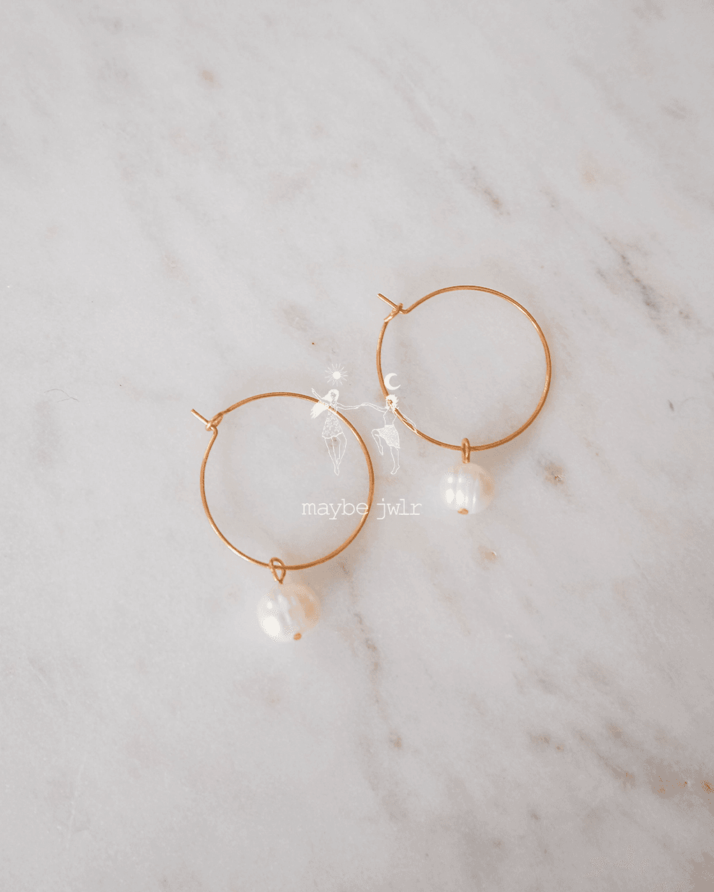 Kolczyki pozłacane kółeczka z perłą