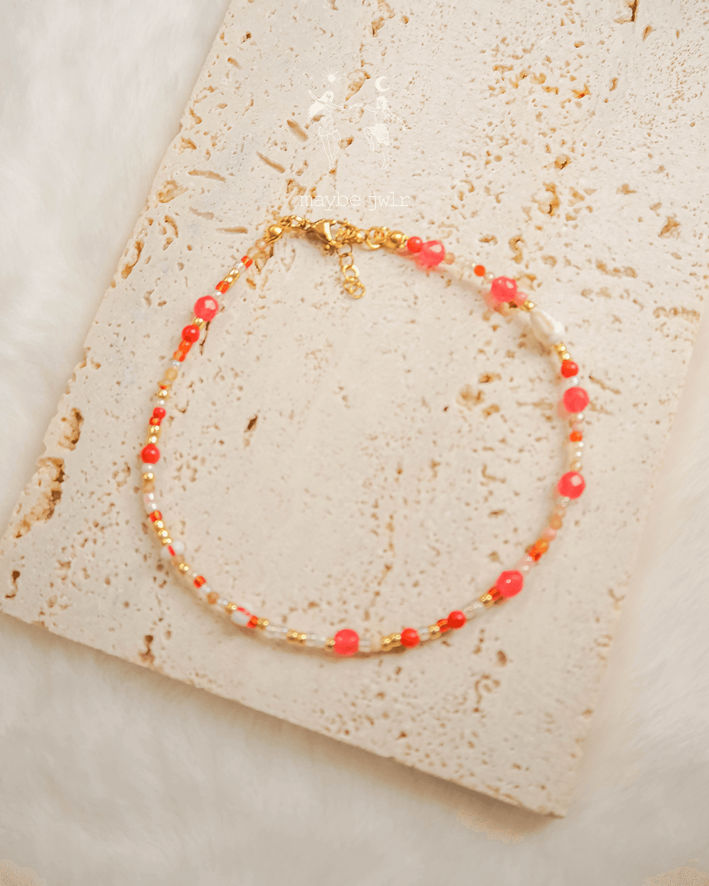 Bransoletka na nogę na kostkę z koralików