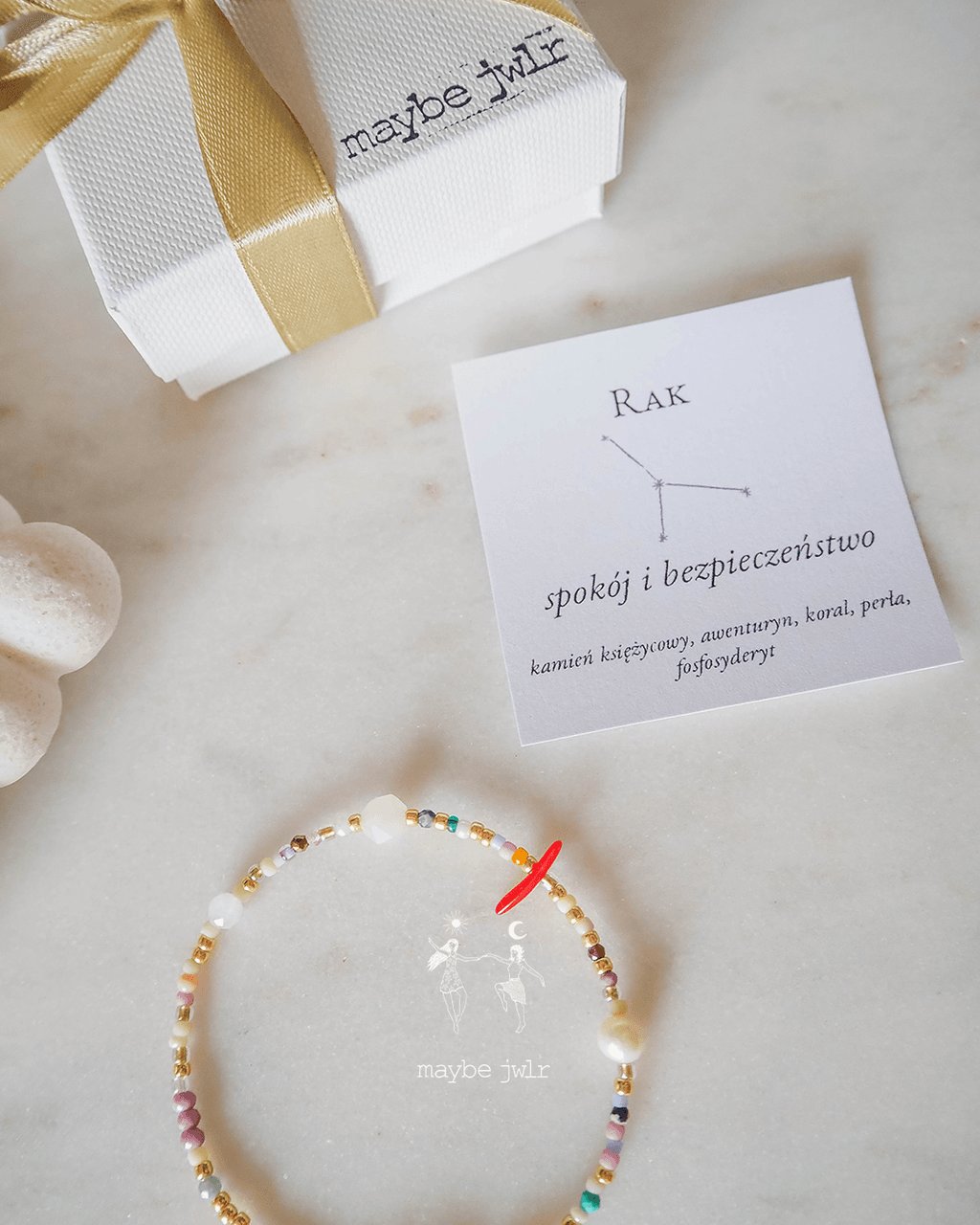 Bransoletka Zodiakalna z Naturalnych Kamieni Rak