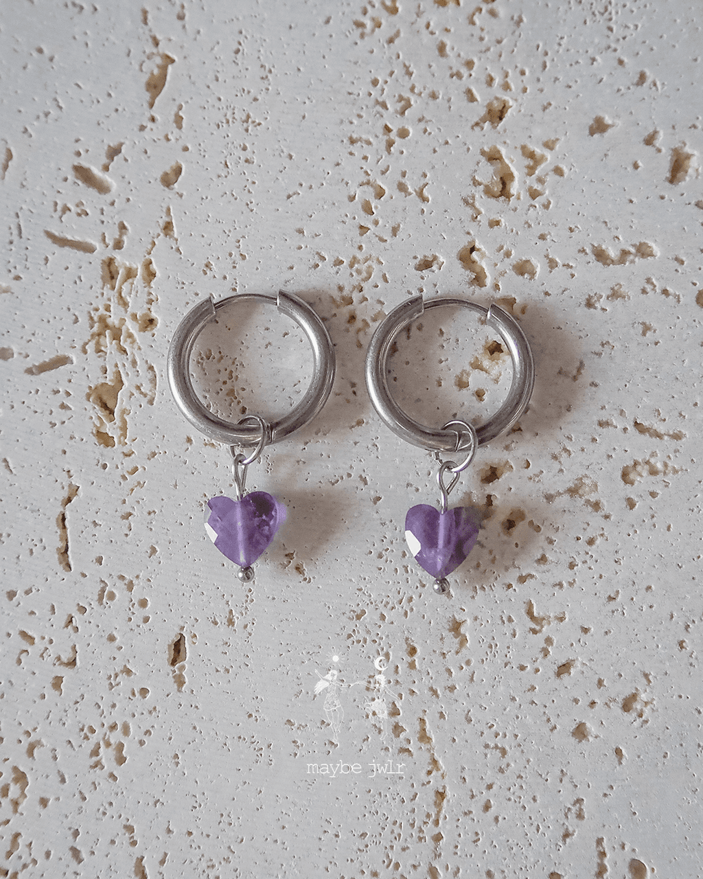 Kolczyki 2w1 srebrne ametyst