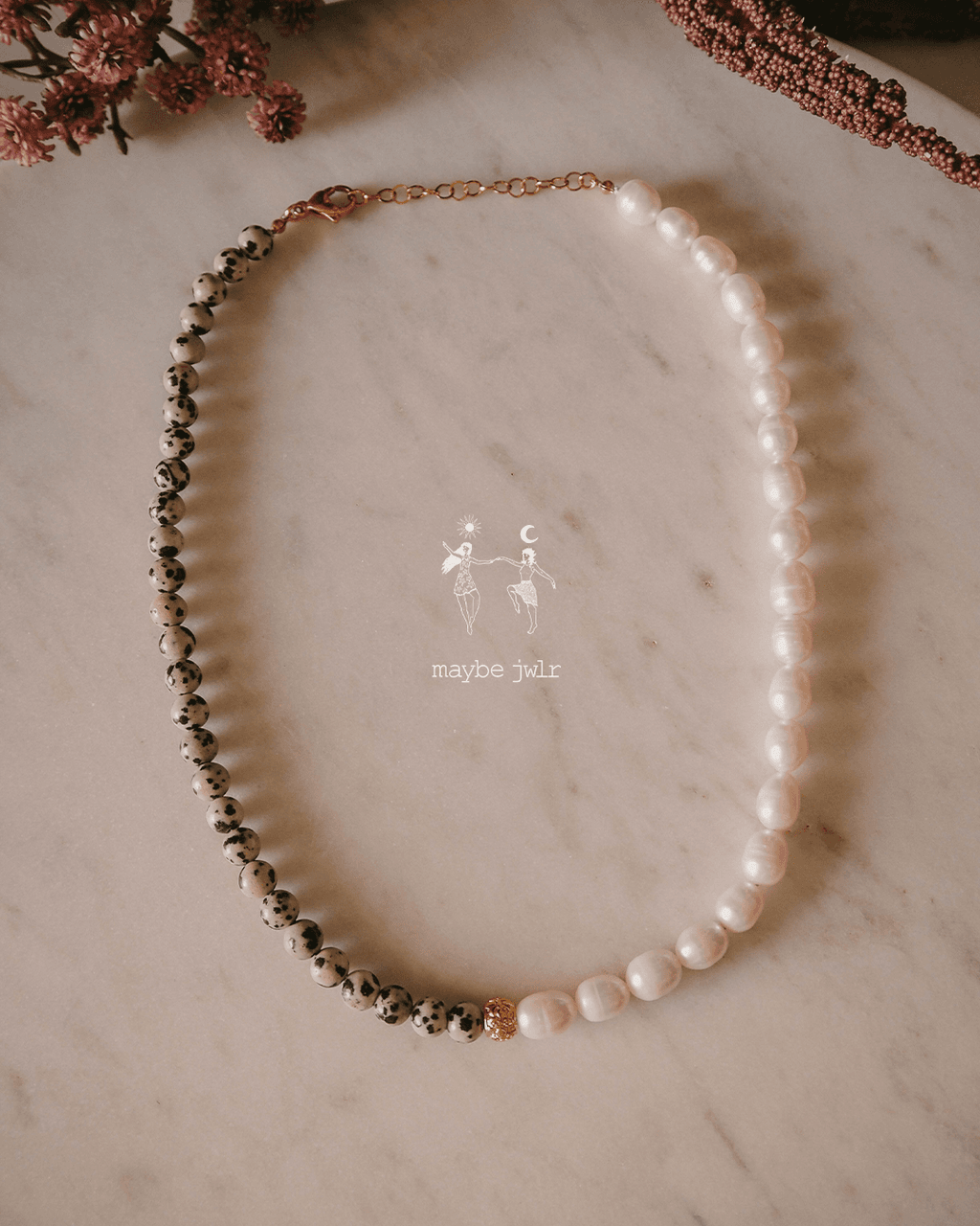 Naszyjnik z jaspisu i pereł