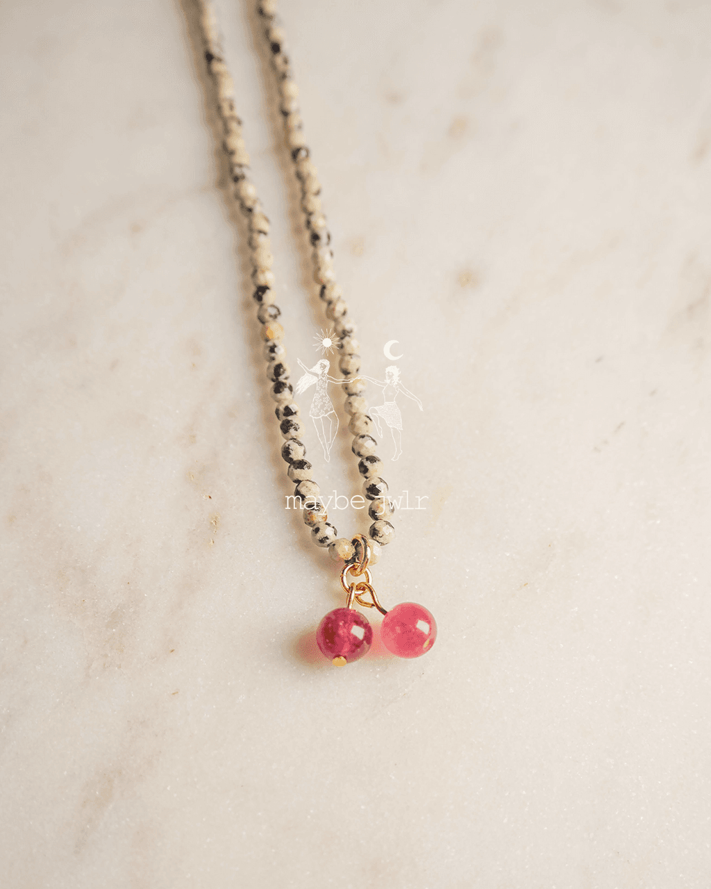 Naszyjnik z jaspisu dalmatyńskiego z wisienką