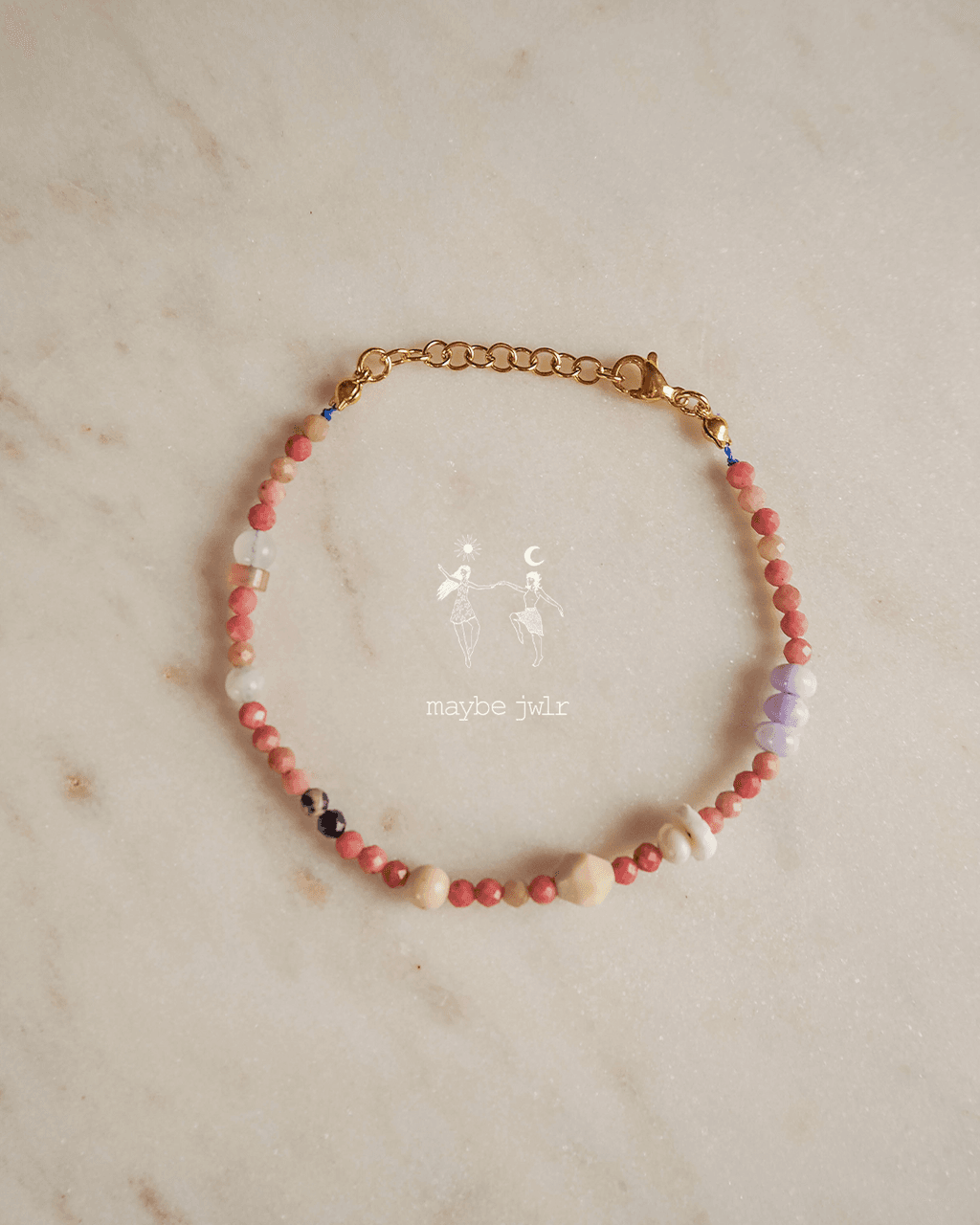 Bransoletka z rodonitu i kamieni