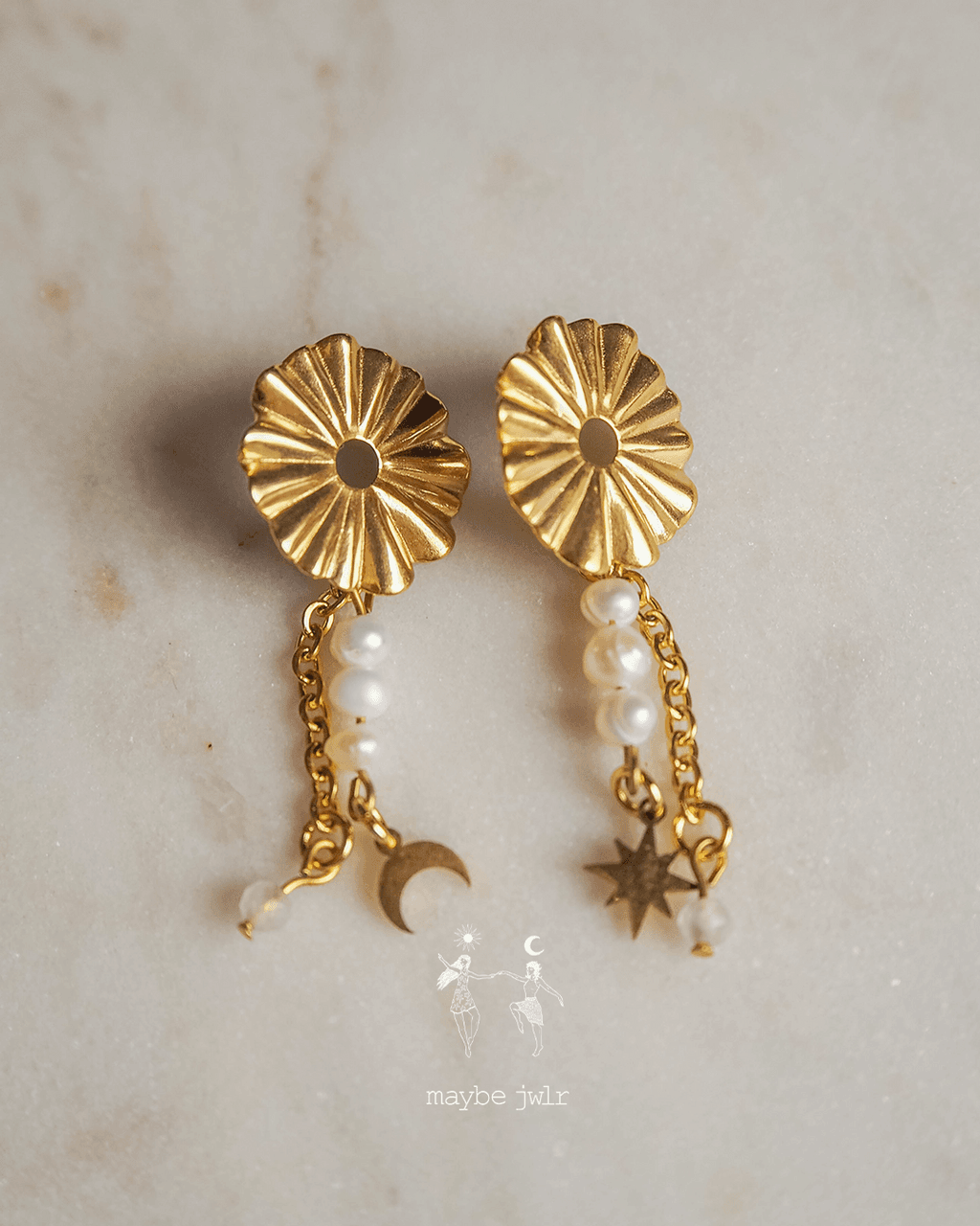 Kolczyki pozłacana tafla z perłą