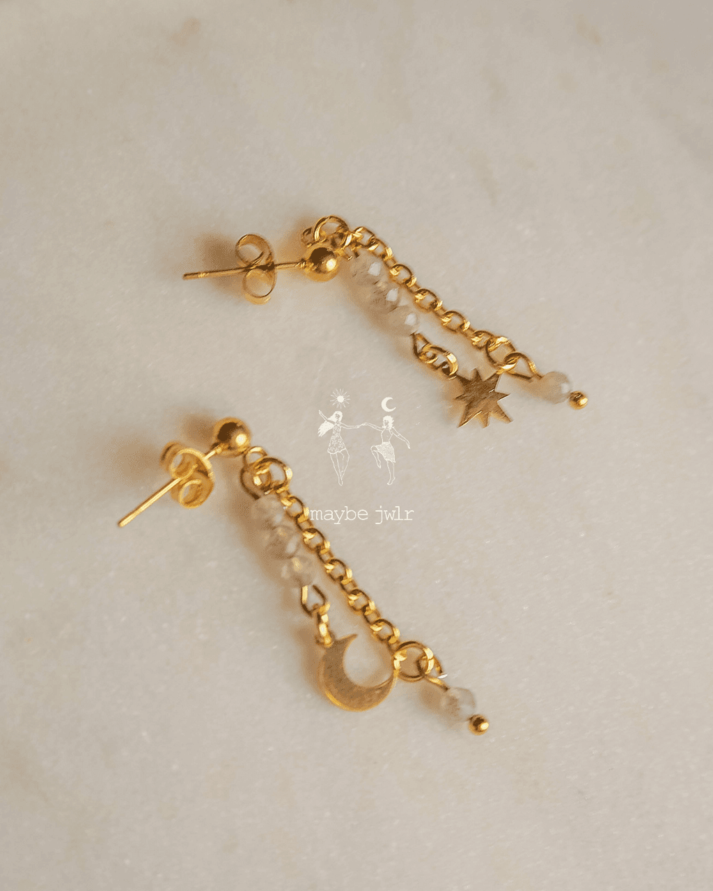 Kolczyki pozłacane Star & Moon