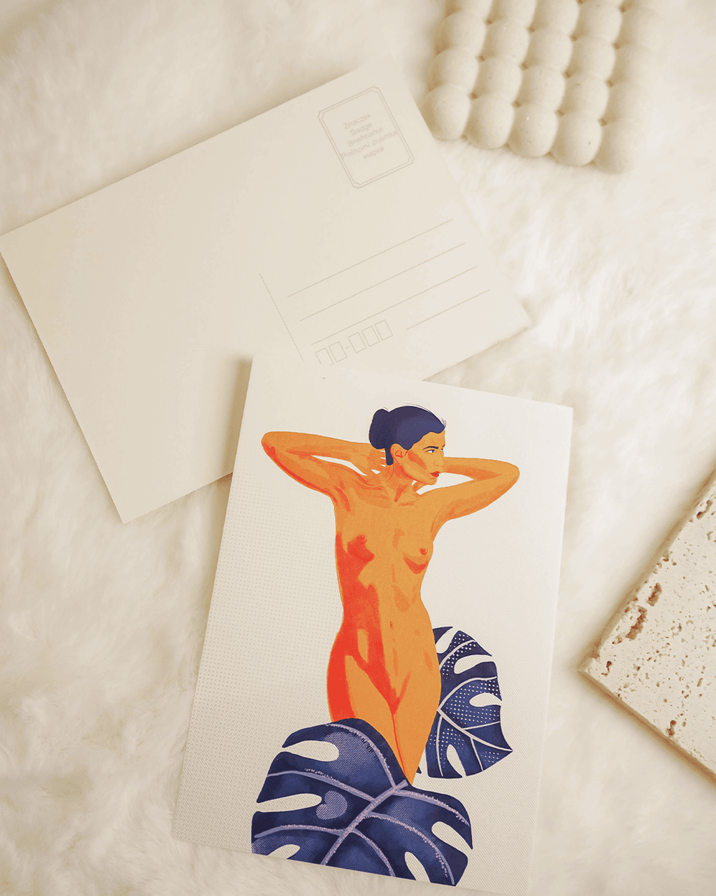 Pocztówka Ilustracja Kobieta z Kwiatem