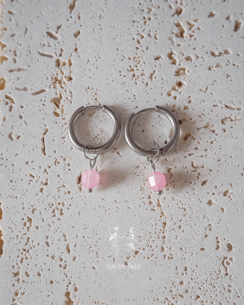 Kolczyki 2w1 srebrne rodochrozyt