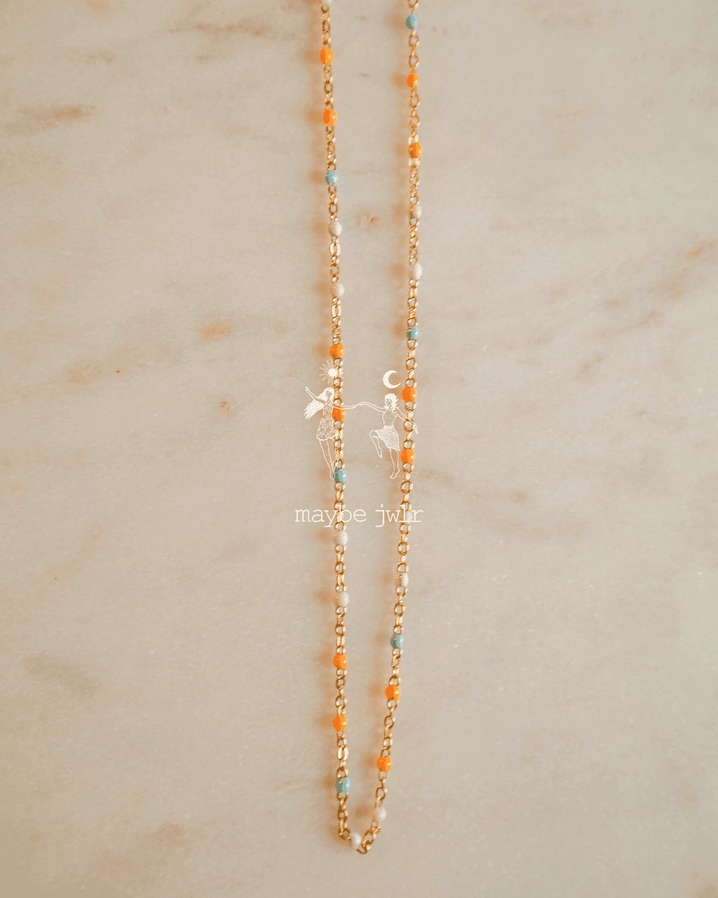 Łańcuszek choker z kuleczkami kolorowymi