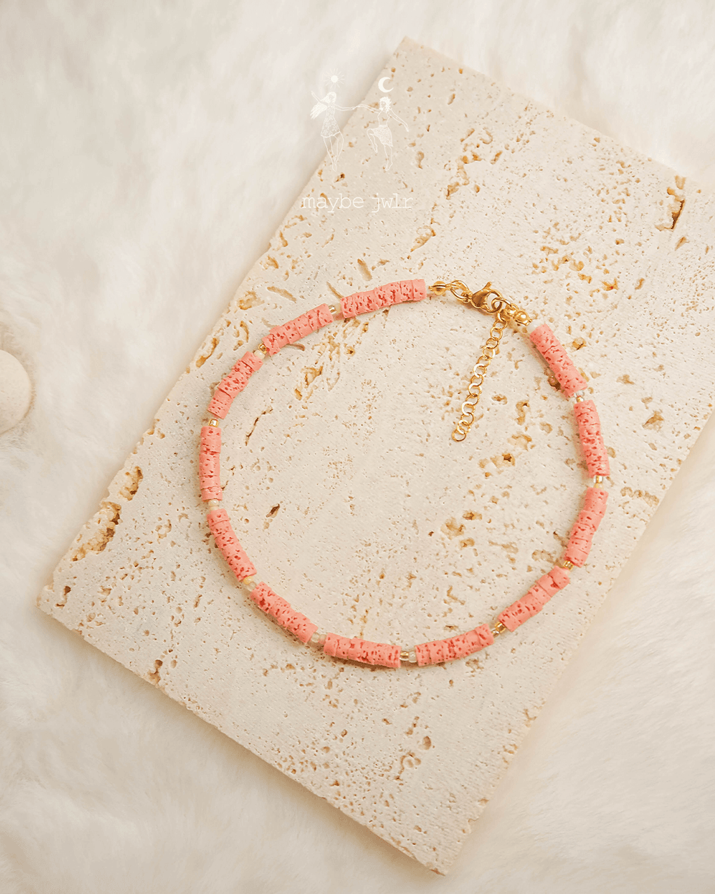 Bransoletka na nogę na kostkę z lawy wulkanicznej 