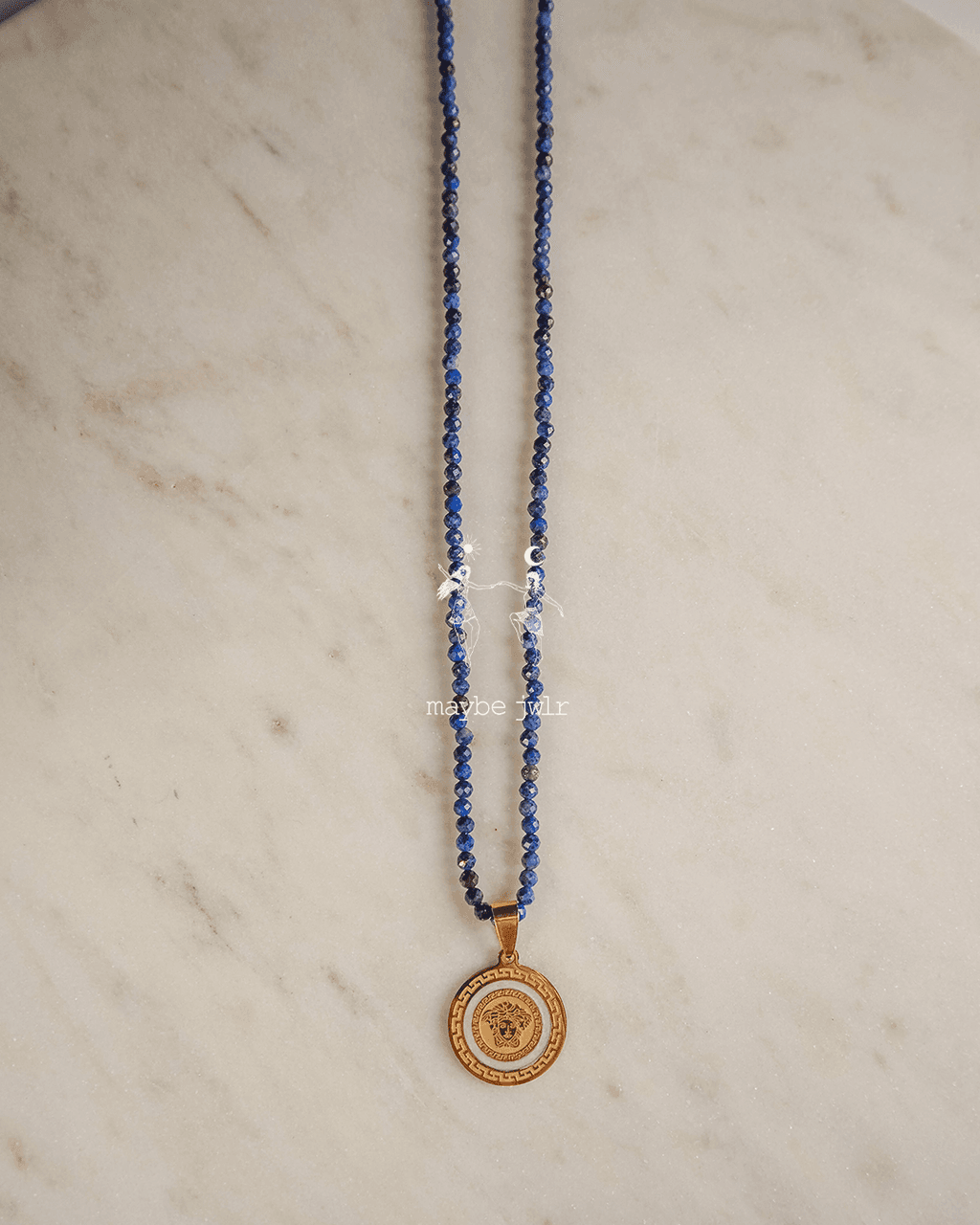 Naszyjnik z lapis lazuli z meduzą 2w1