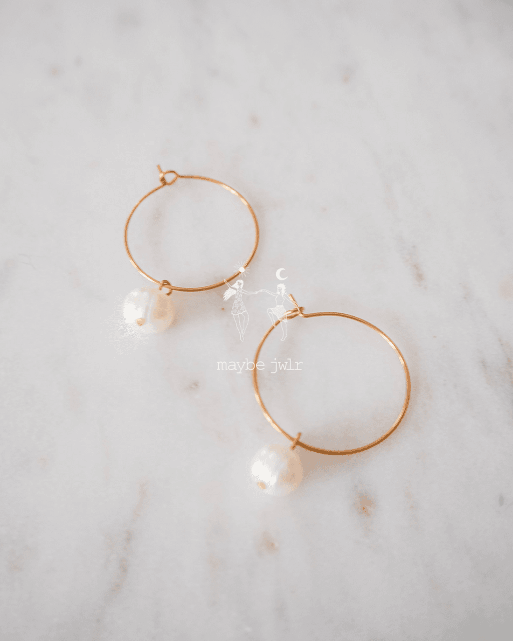 Kolczyki pozłacane kółeczka z perłą