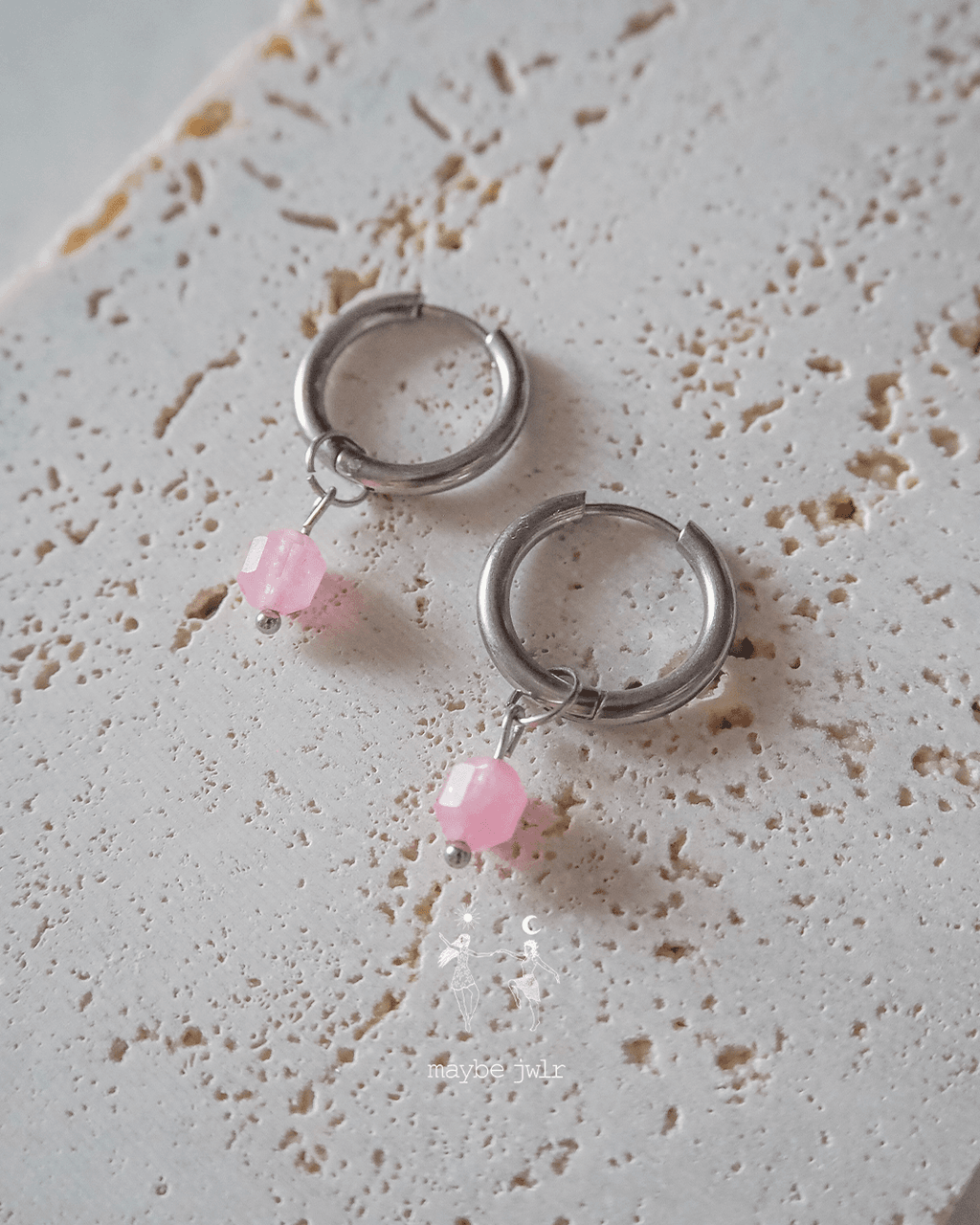 Kolczyki 2w1 srebrne rodochrozyt