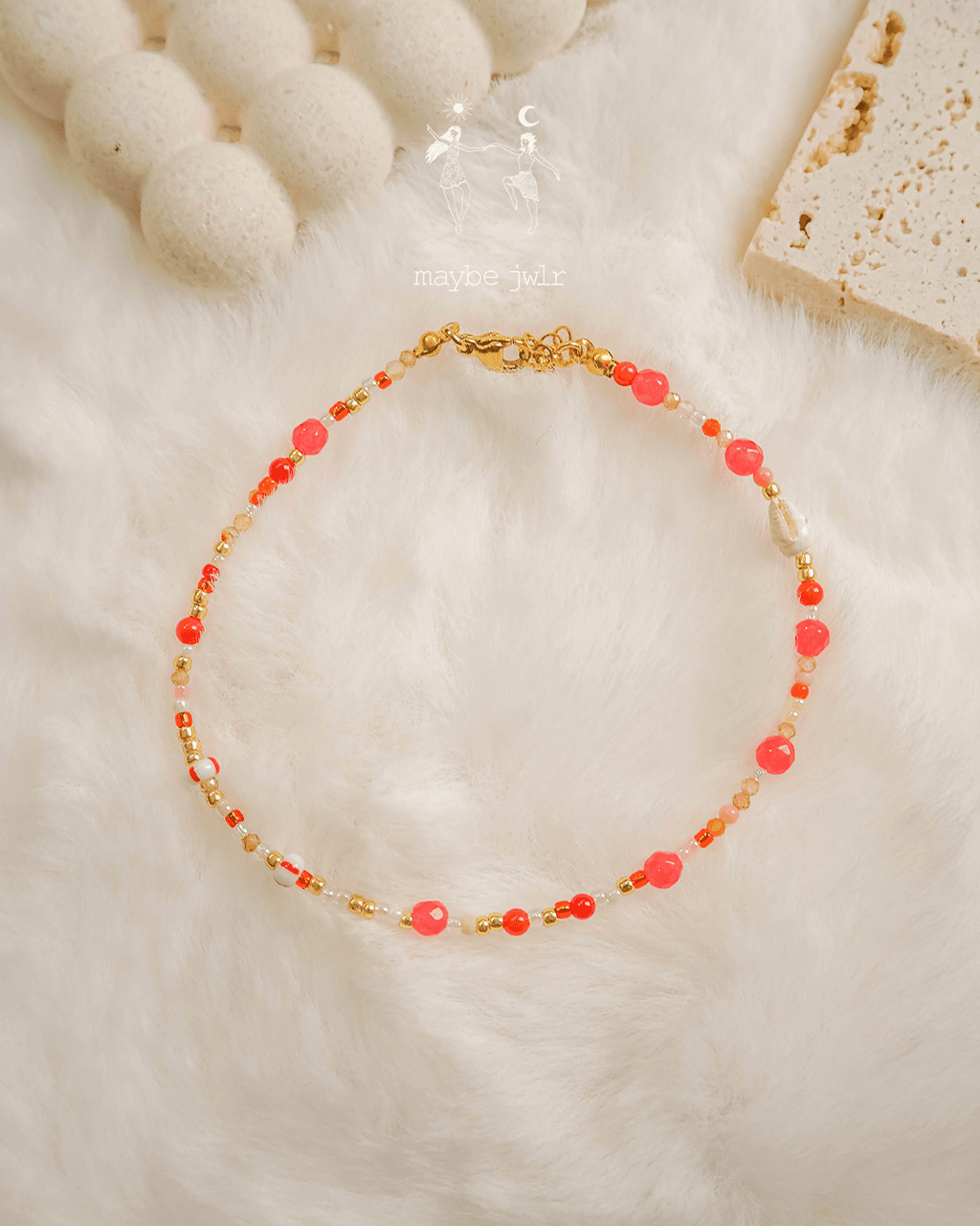 Bransoletka na nogę na kostkę z koralików