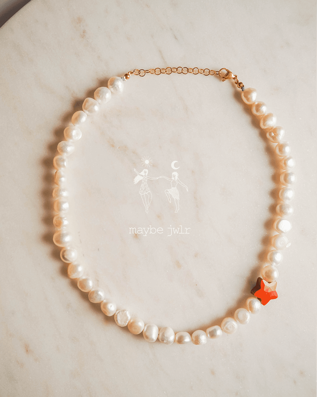 Naszyjnik z pereł naturalnych z gwiazdką z jaspisu