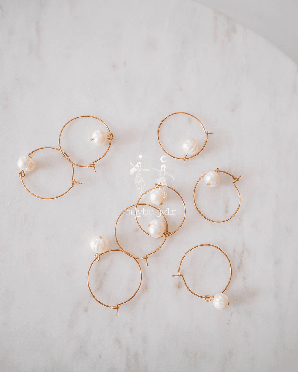 Kolczyki pozłacane kółeczka z perłą