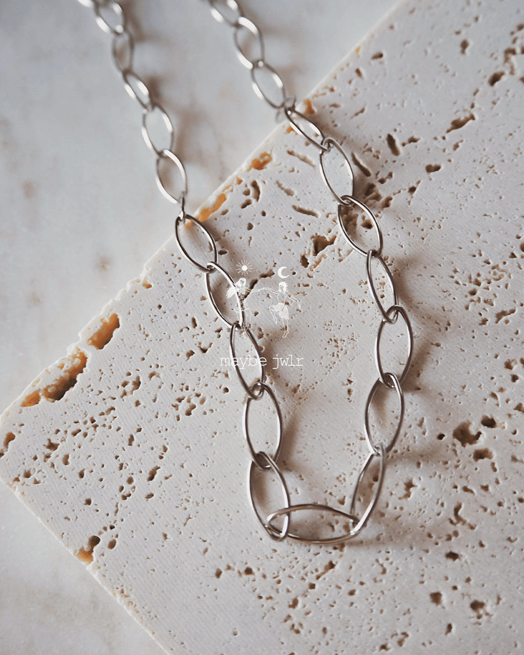 Naszyjnik srebrny łańcuch duże oczka