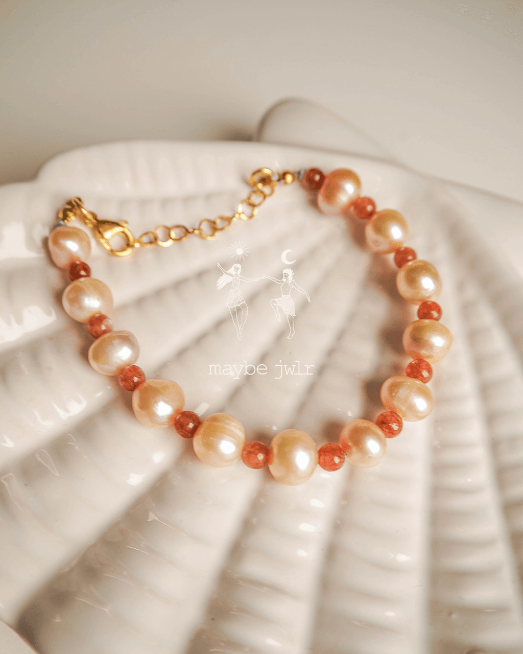 Bransoletka z różowej perły i jadeitu