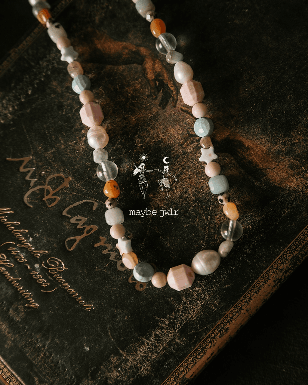 Choker Funky Amber z kamieni