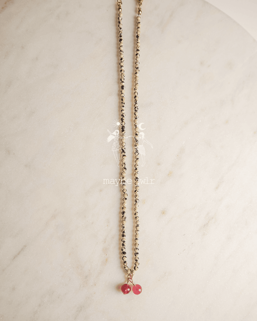 Naszyjnik z jaspisu dalmatyńskiego z wisienką