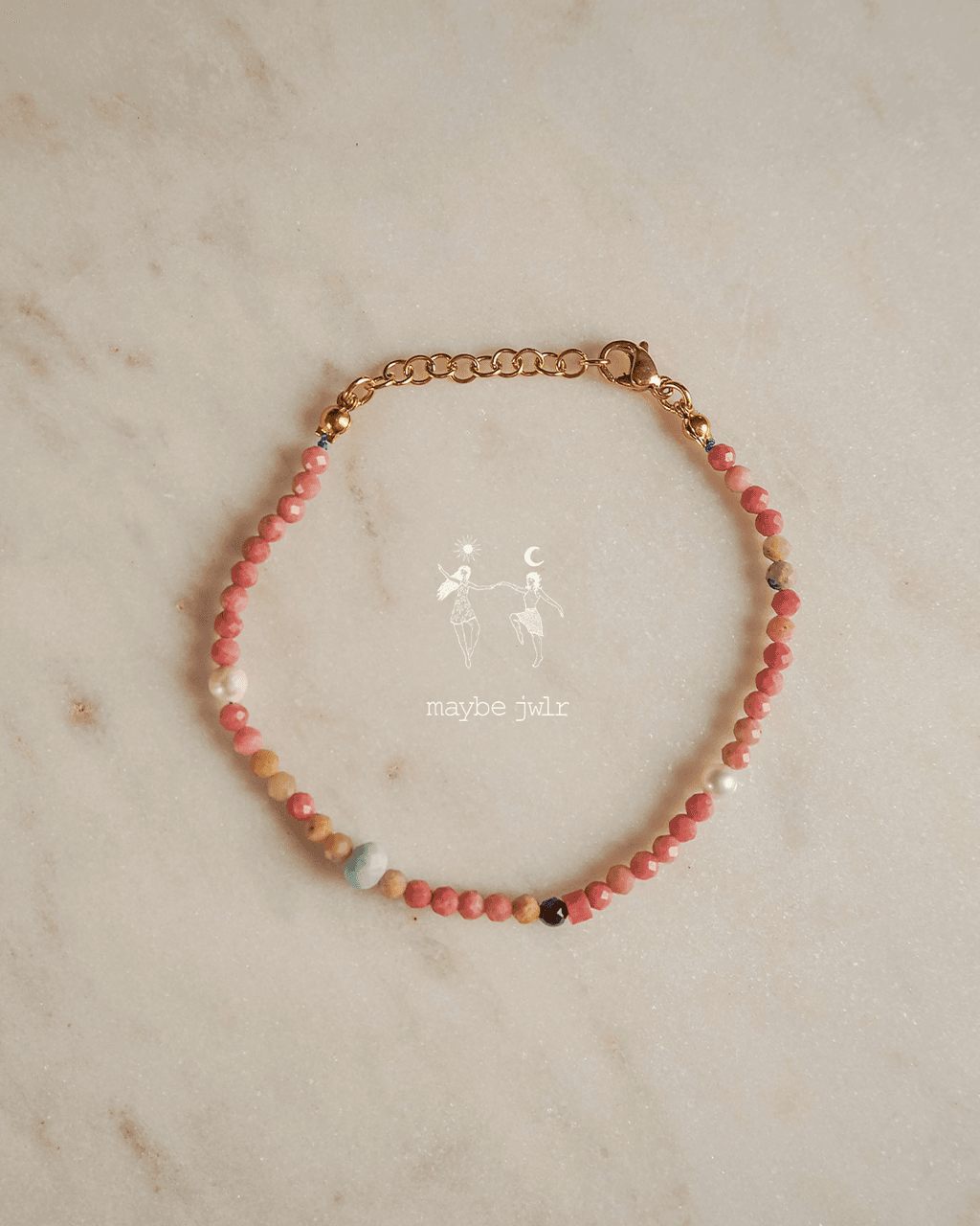 Bransoletka z rodonitu i kamieni