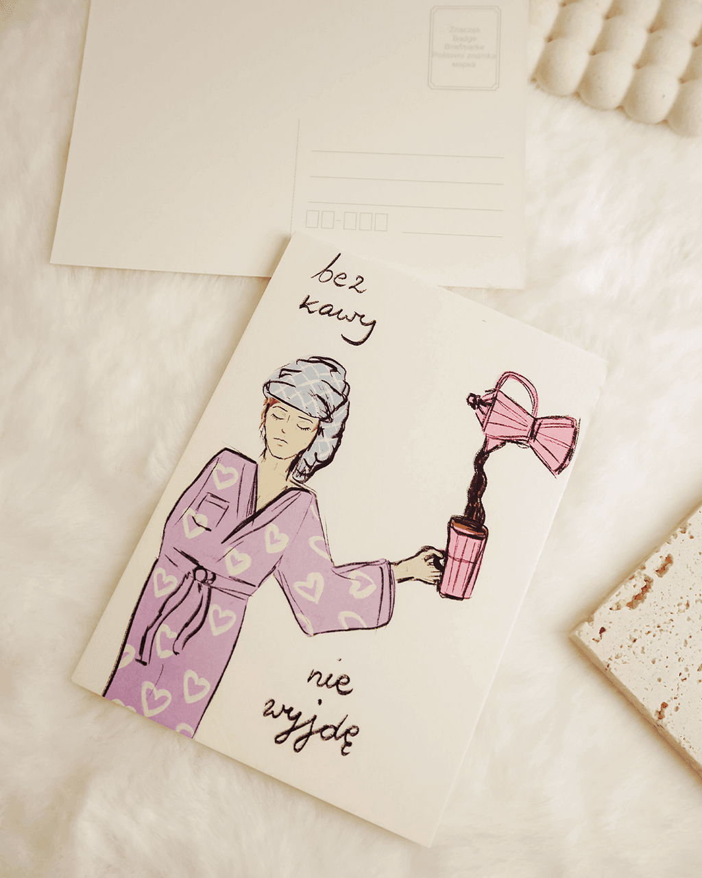 Pocztówka Ilustracja Bez Kawy