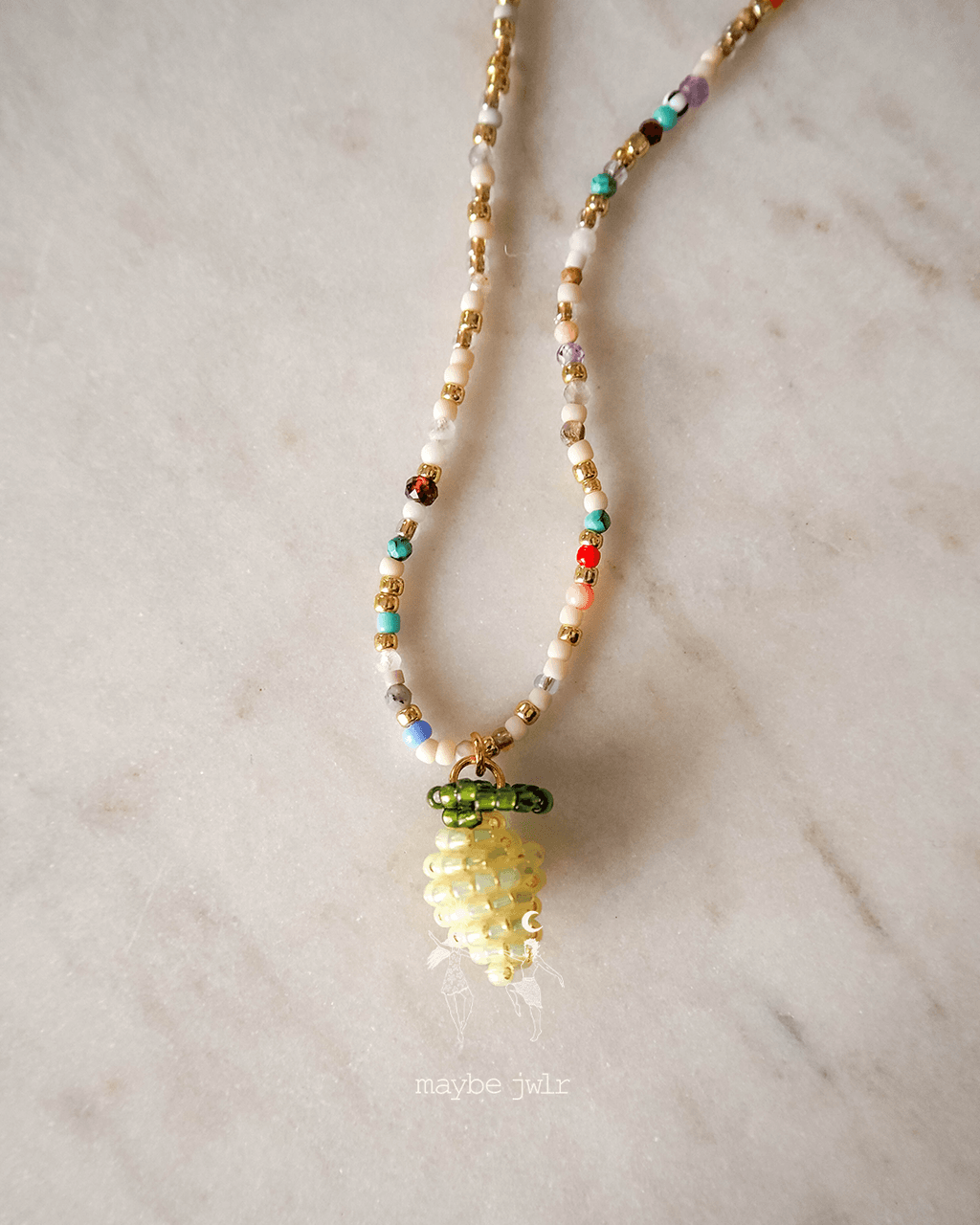 Mix&Match elegancki łańcuszek z koralików z cytrynką